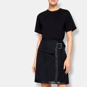 3.1 PHILLIP LIM Gabardine Jersey Panel T-Shirt Dress Black